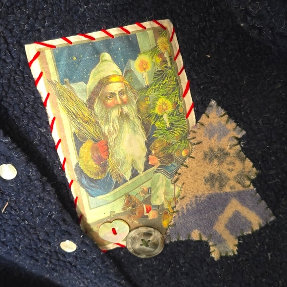 🎄Tasha Polizzi Saddleblanket Snap Sherpa Fleece Jacket Patchwork Kittens Xmas - Picture 3 of 7